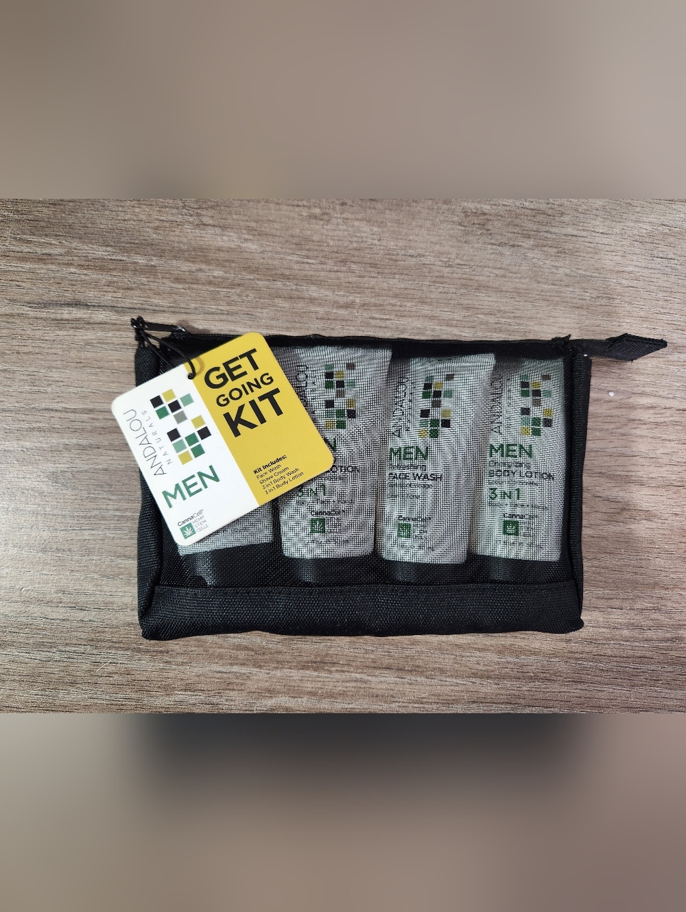 Andalou Naturals Men Get Going Kit CannaCell Shaving & Shower Travel Kit